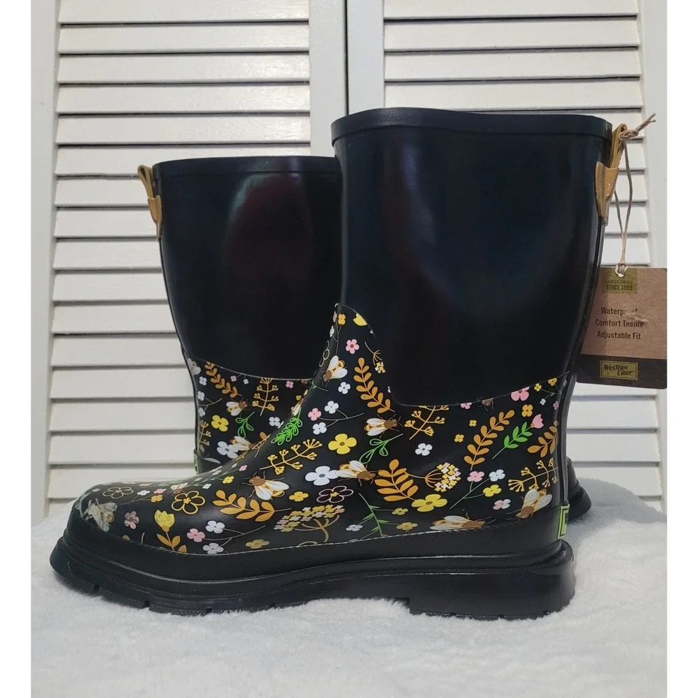Western Chief Sweet Bees Rain Boots Women's Size 9 Ajustable Buckles Waterproof